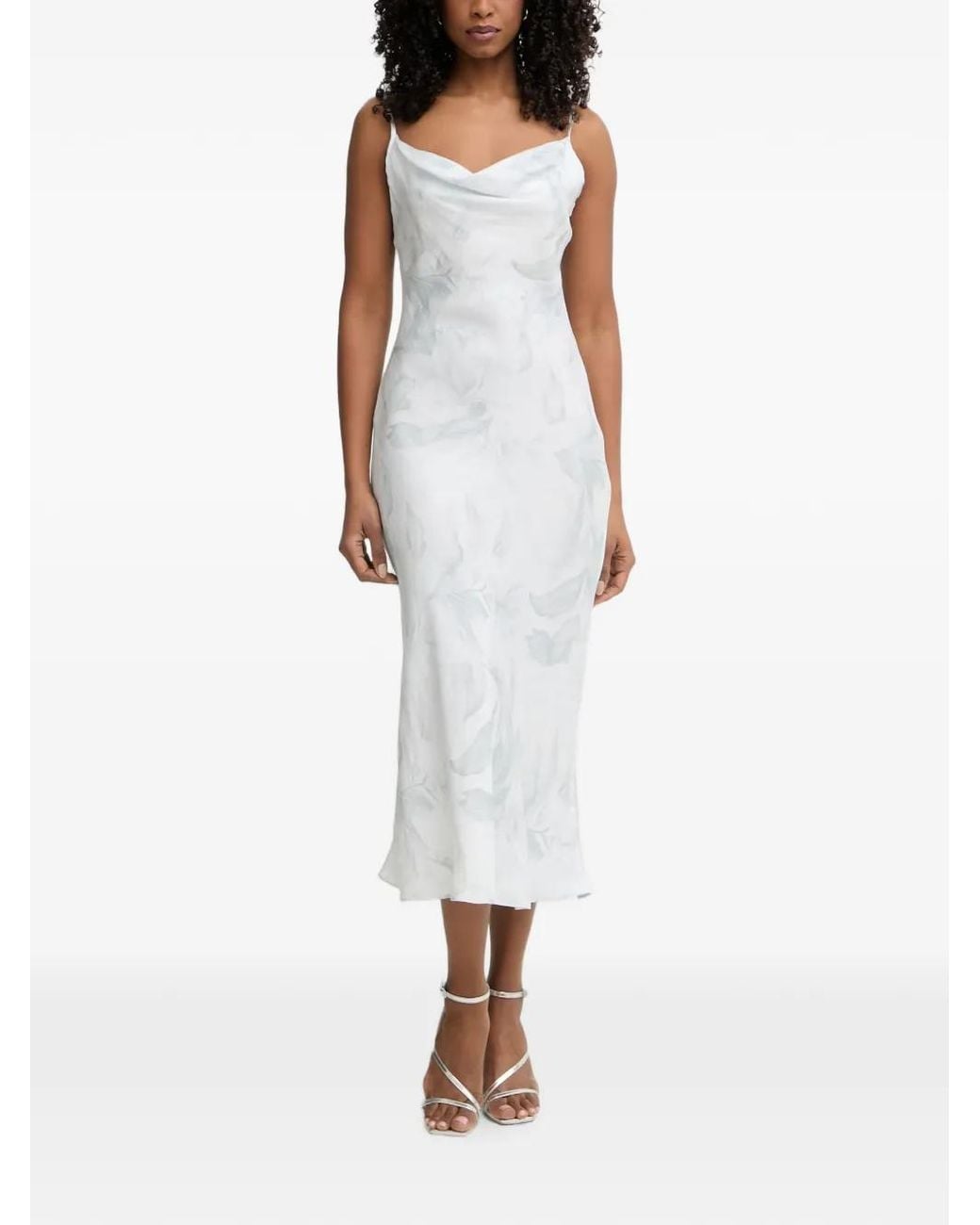Guess White Satin Midi Dress
