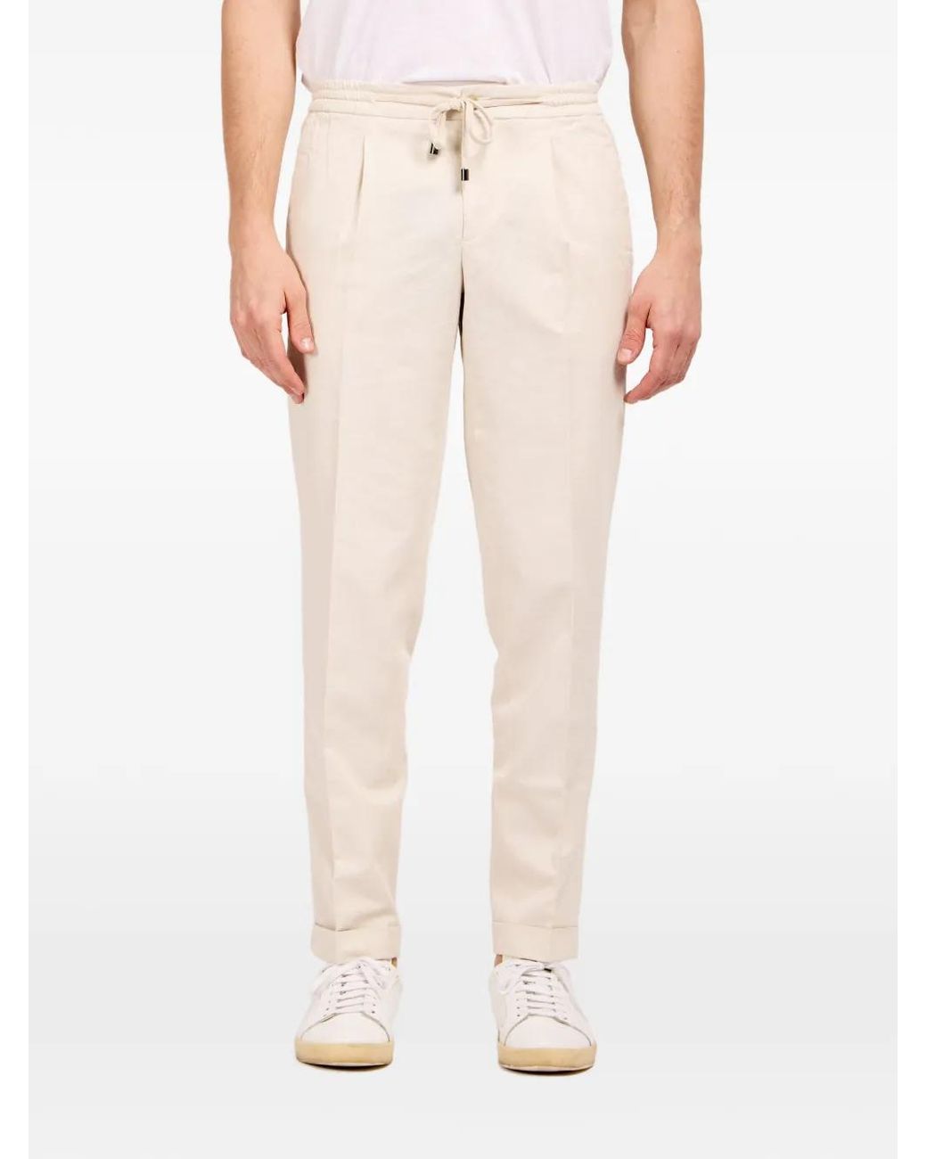 Luigi Borrelli Napoli Natural Drawstring-Fastening Trousers for men