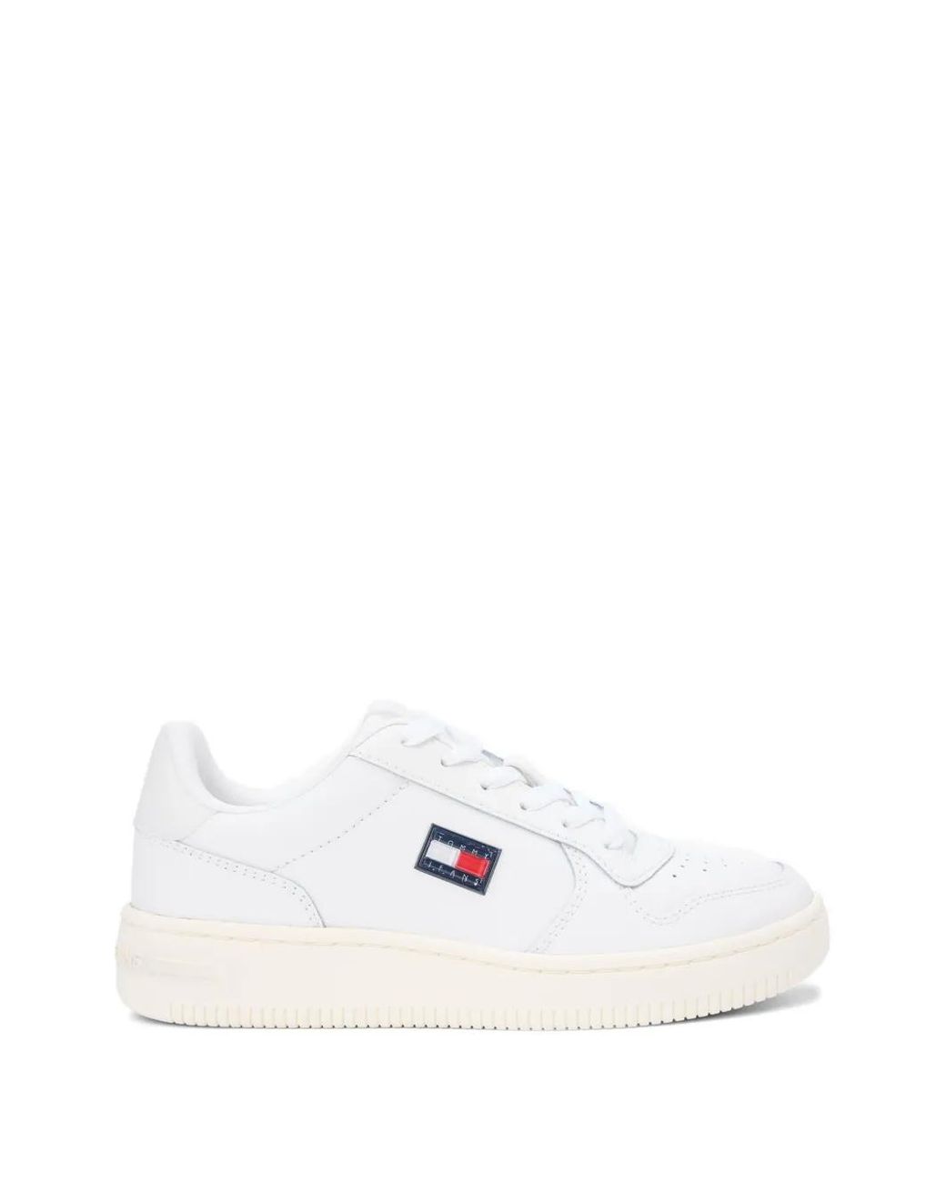 Tommy Hilfiger White Logo-Patch Perforated Sneakers