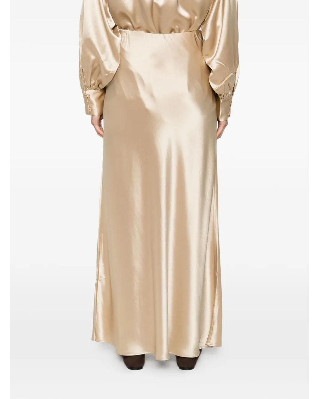 By Malene Birger Natural Satin-Effect Straight Maxi Skirt