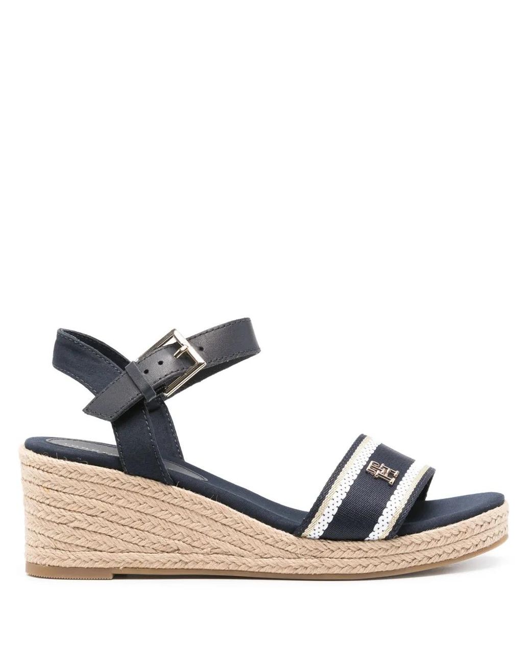 Tommy Hilfiger Blue 65Mm Th-Plaque Wedge Espadrilles