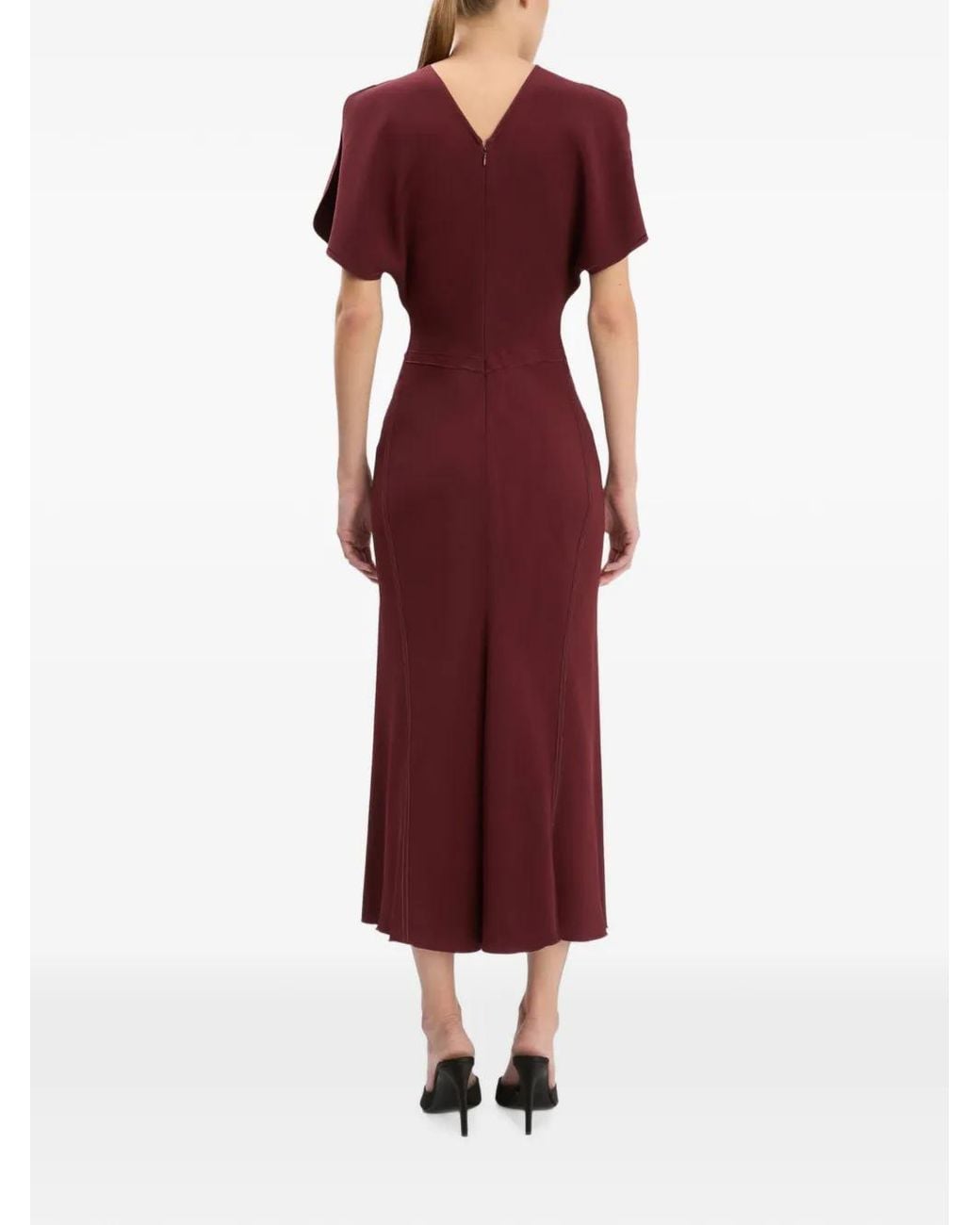 Victoria Beckham Purple Bela Ruched Midi Dress