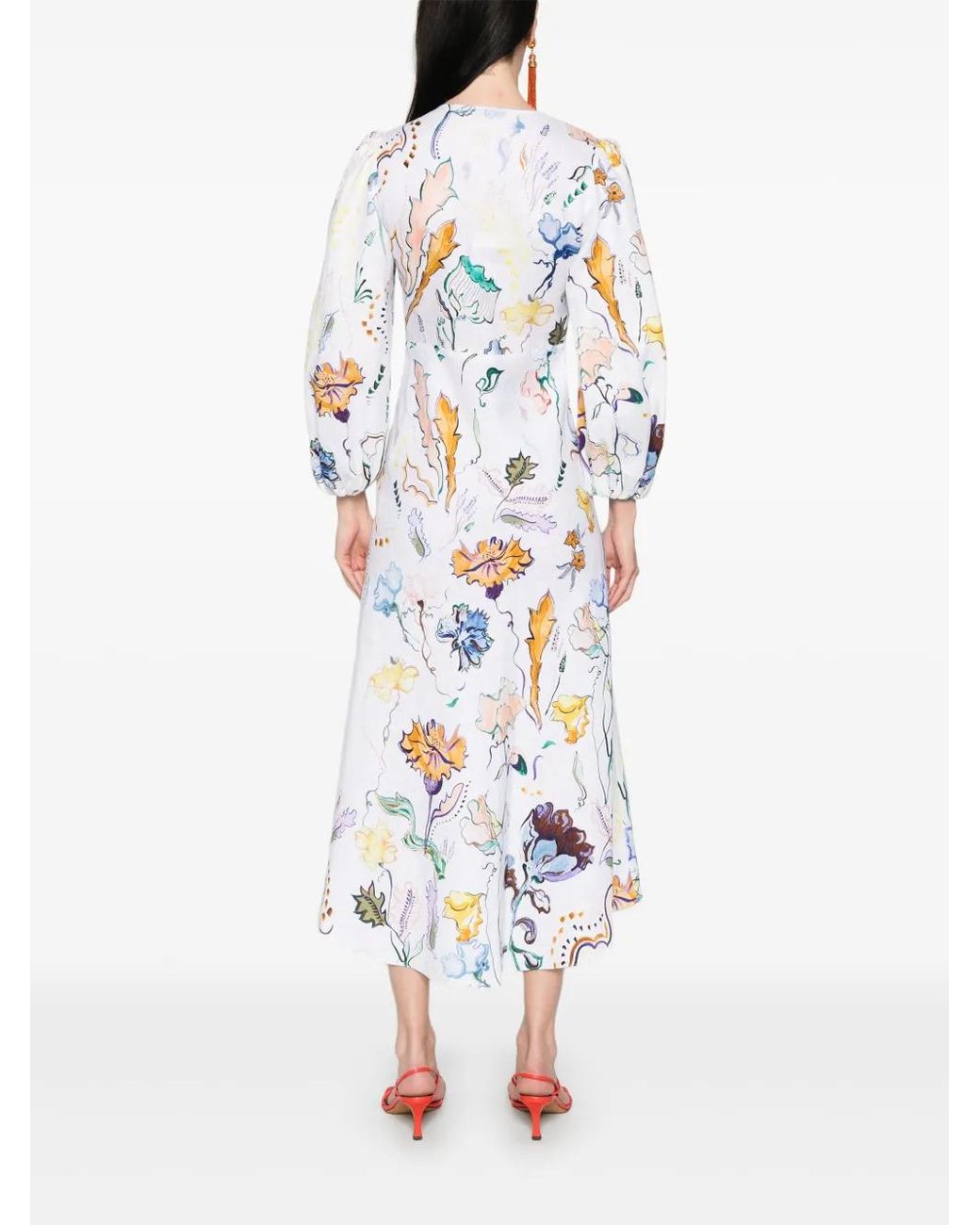 Dorothee Schumacher White Floral Power Midi Dress