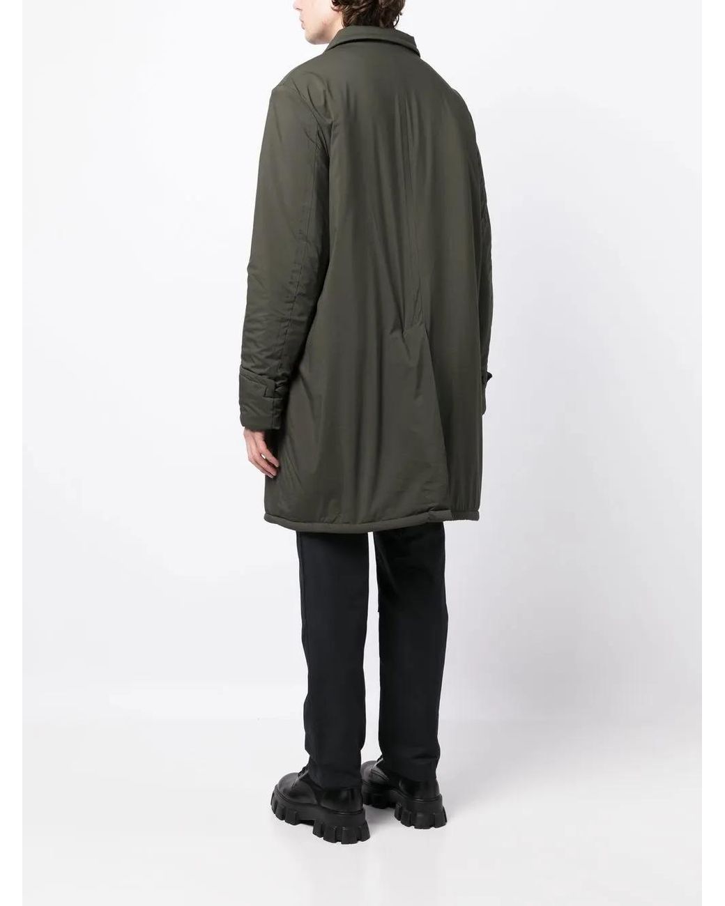 4SDESIGNS Black Patch-Pockets Single-Breasted Coat for men