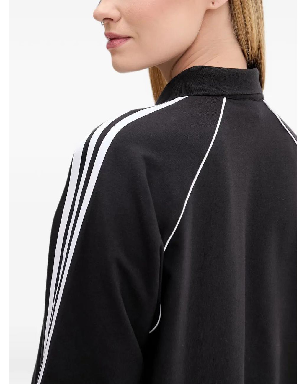 Adidas Black Logo-Embroidered 3-Stripe Mini Dress