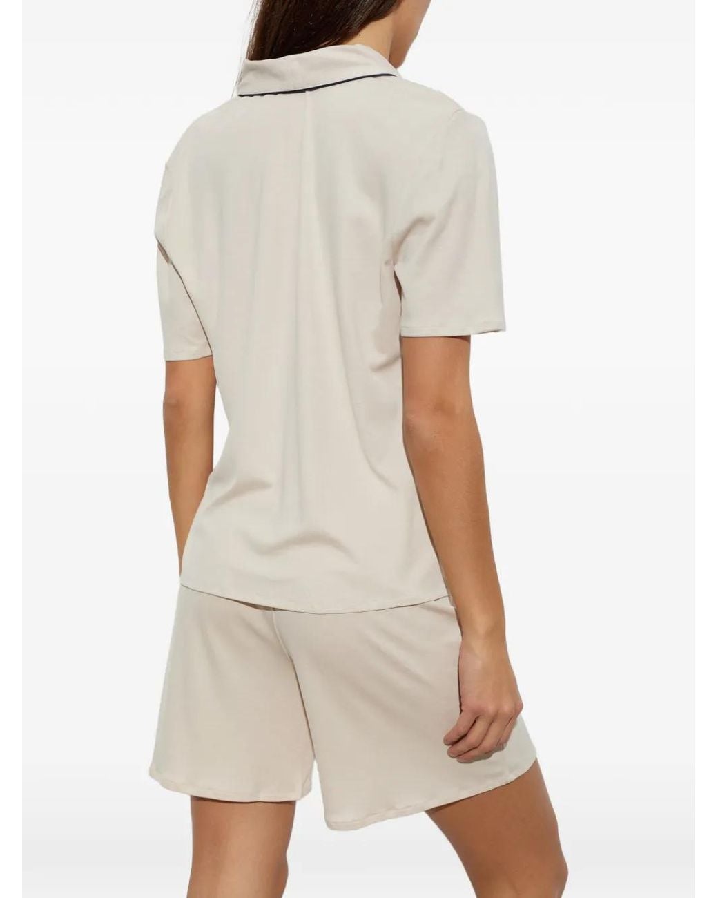 Hanro White Natural Comfort Piped Pajamas