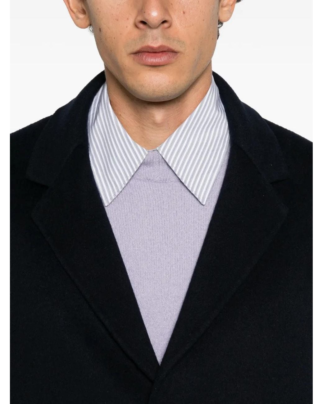 Amaranto Blue Single-Breasted Notched-Lapel Coat for men