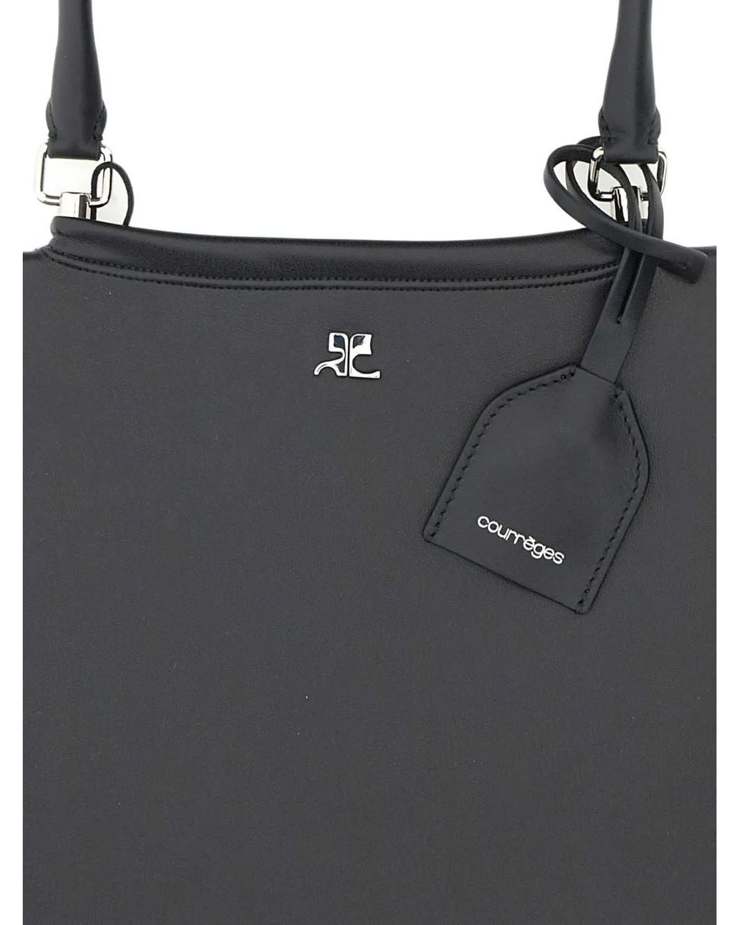 Courreges Black Leather Effect Shadow Bag