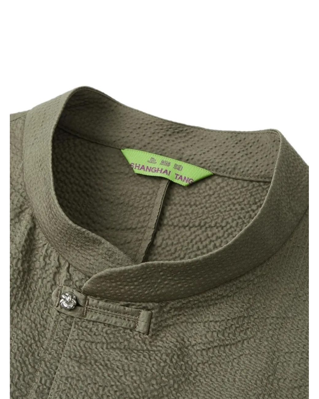 Shanghai Tang Green Chemise En Seersucker À Manches Courtes for men