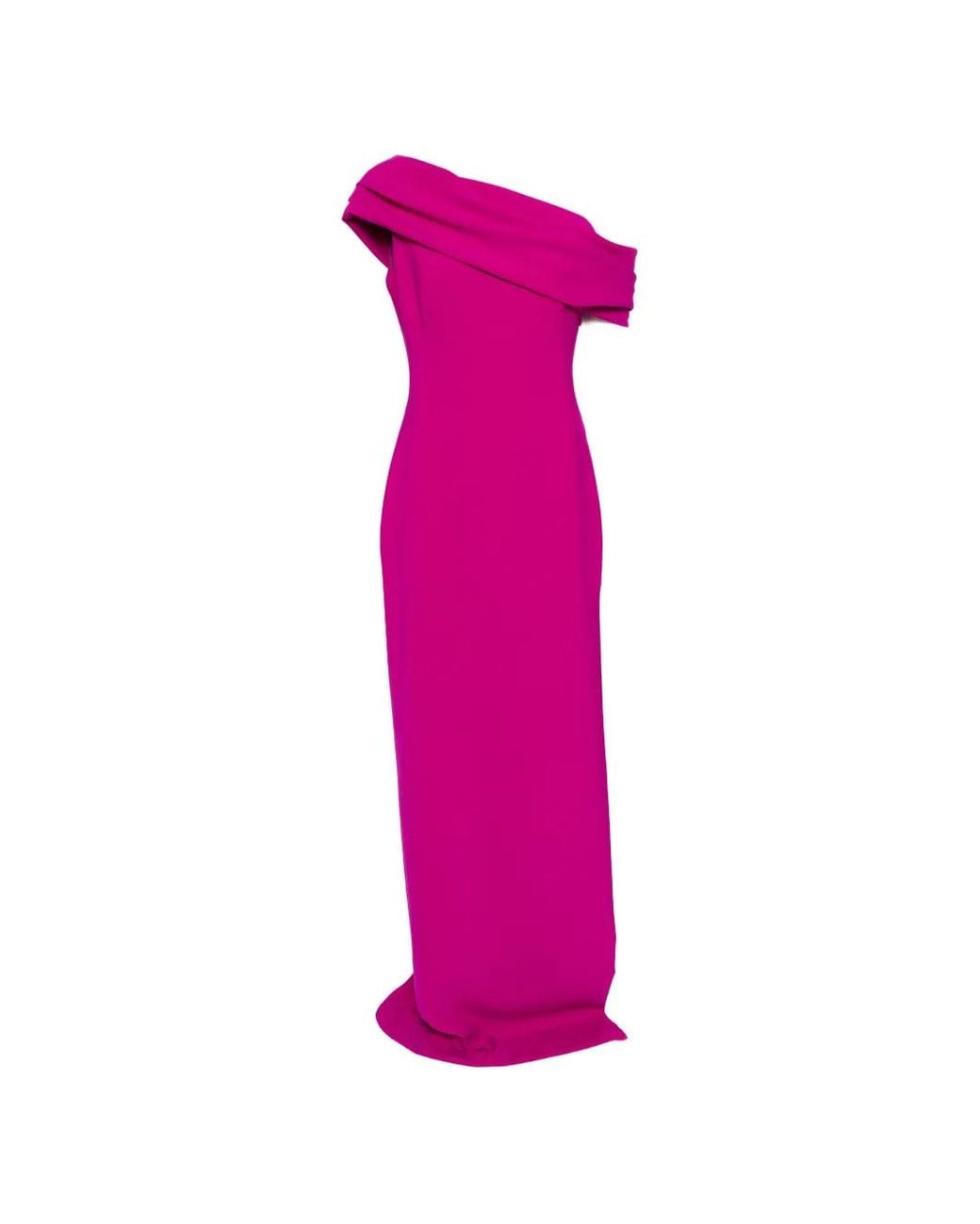 Amsale Pink Off-Shoulder Maxi Dress