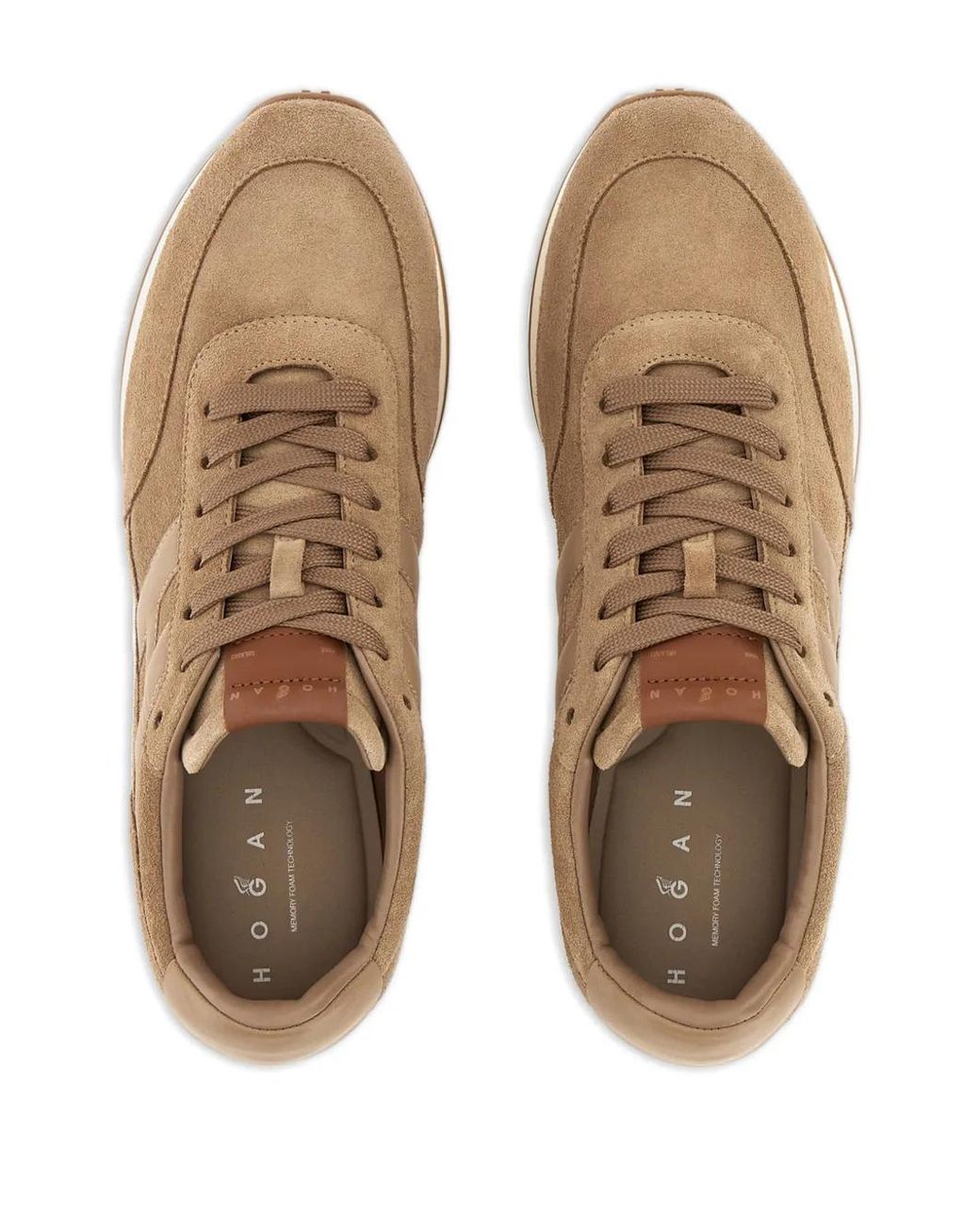 Hogan Brown Logo Patch Lace-Up Sneakers for men