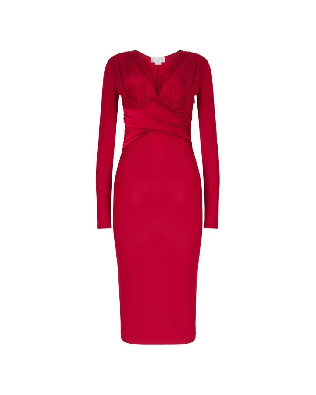 Genny Red Robe Mi-Longue À Col V