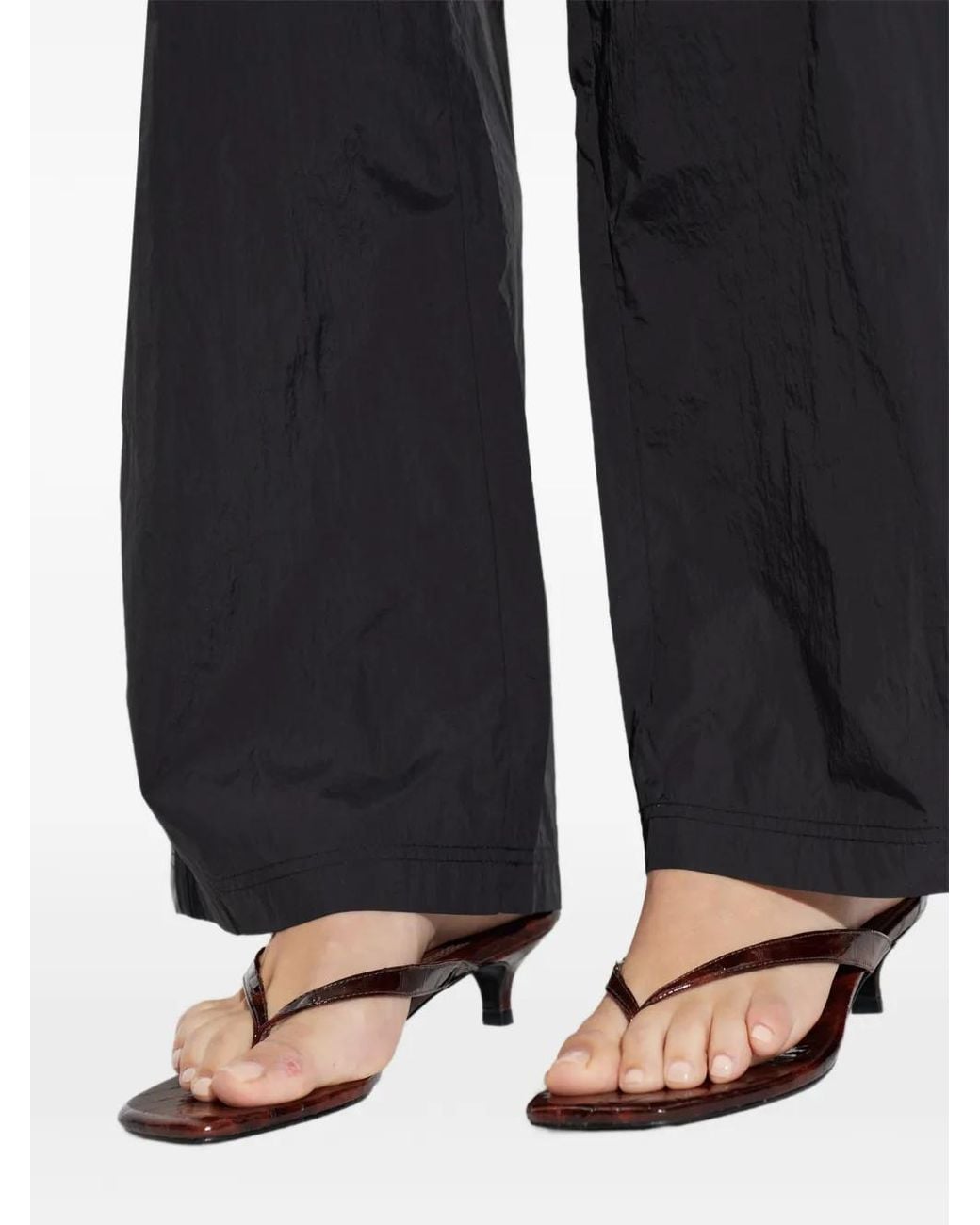 Black Suede Studio Brown Kendal Crocodile-Effect Leather Sandals