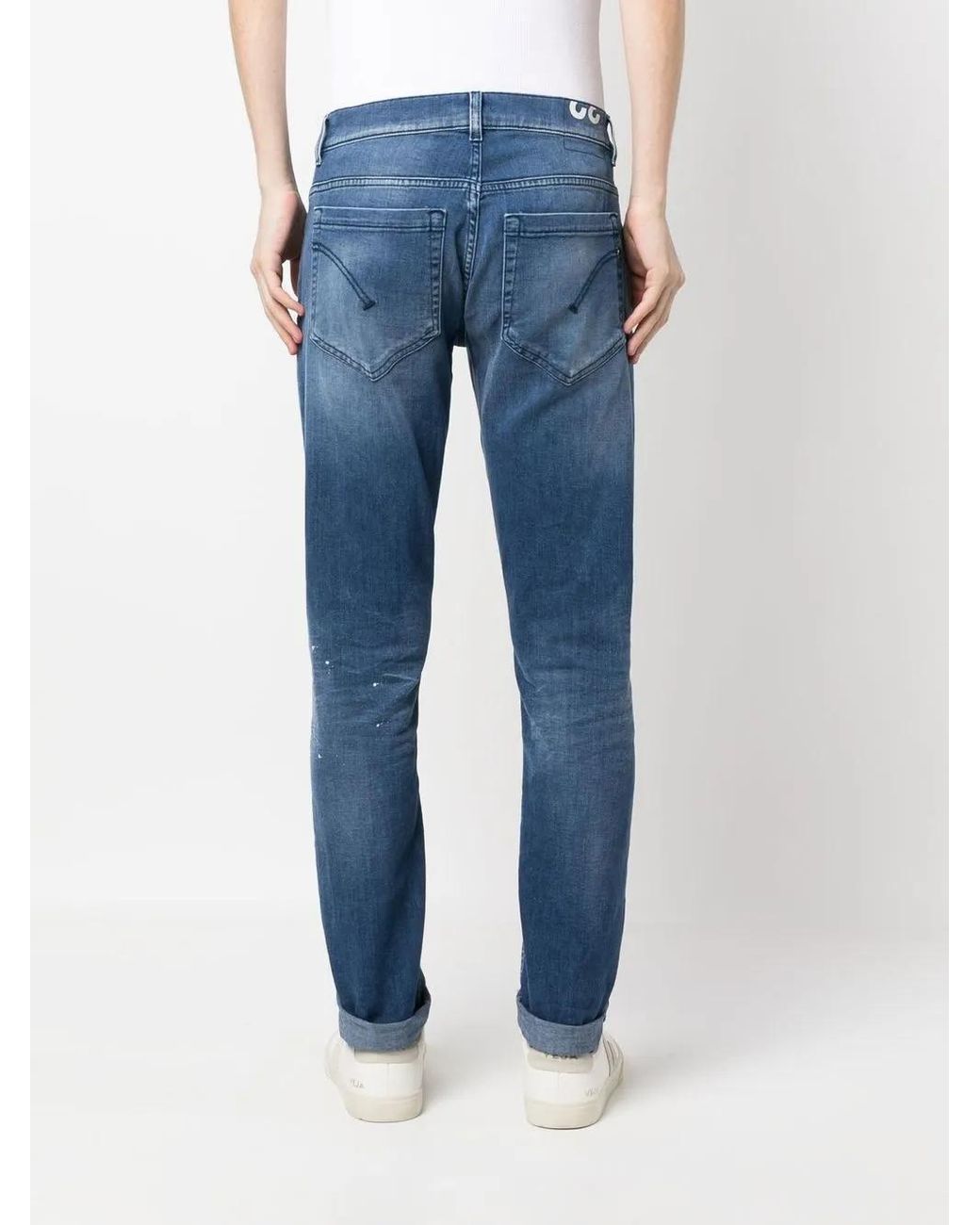 Dondup Blue Whiskering-Effect Denim Jeans for men