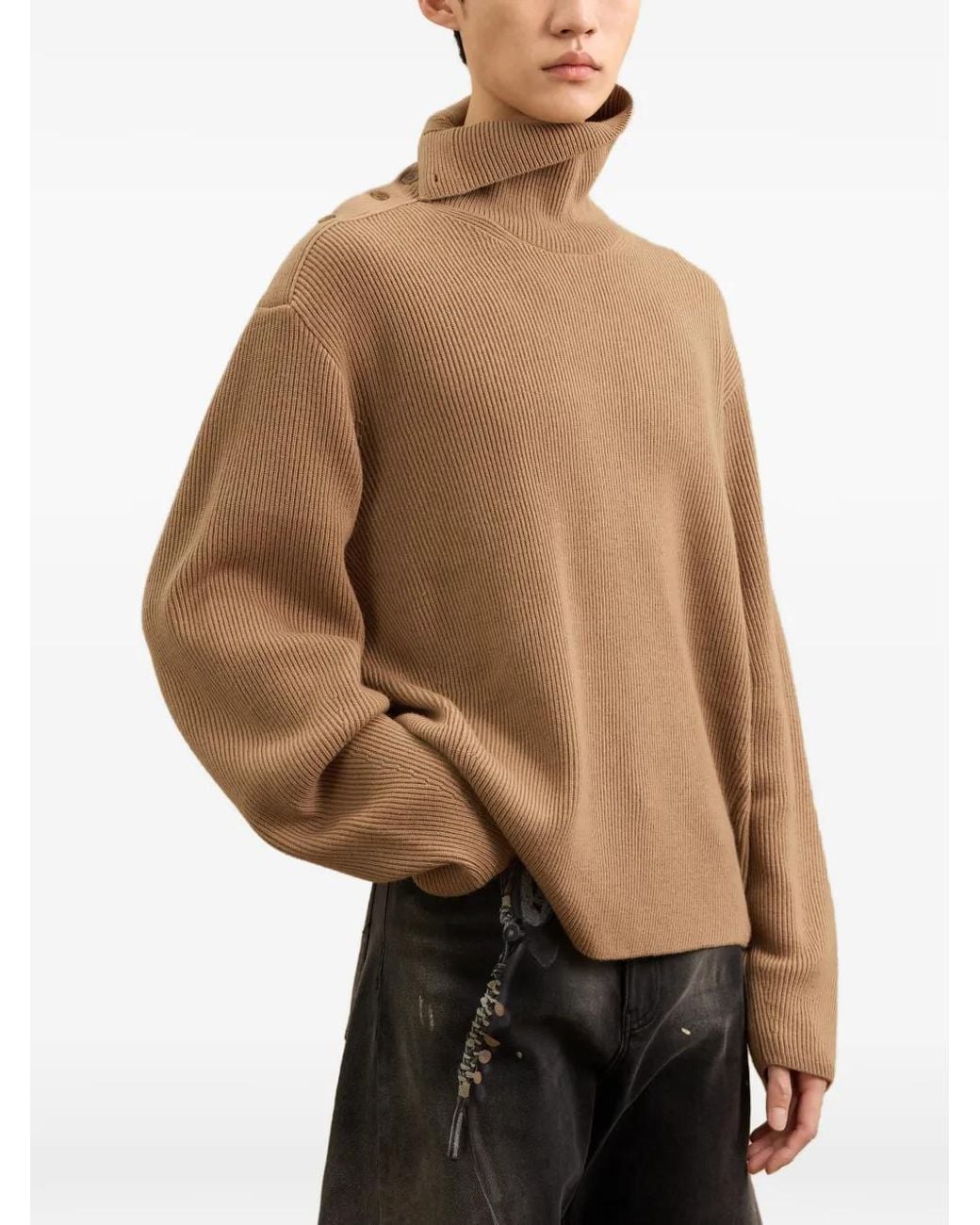 CROQUIS Natural Button-Shoulder Sweater for men