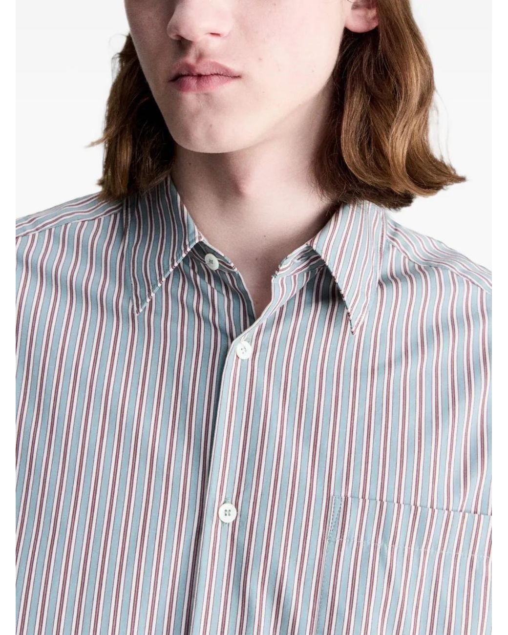 A.P.C. Gray Loose-Fit Almond- Striped Shirt for men