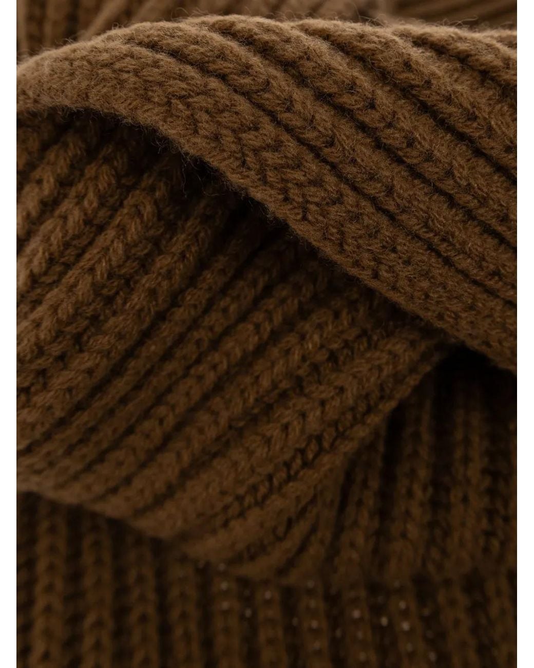Canada Goose Brown Ribbed-Knit Logo-Patch Scarf