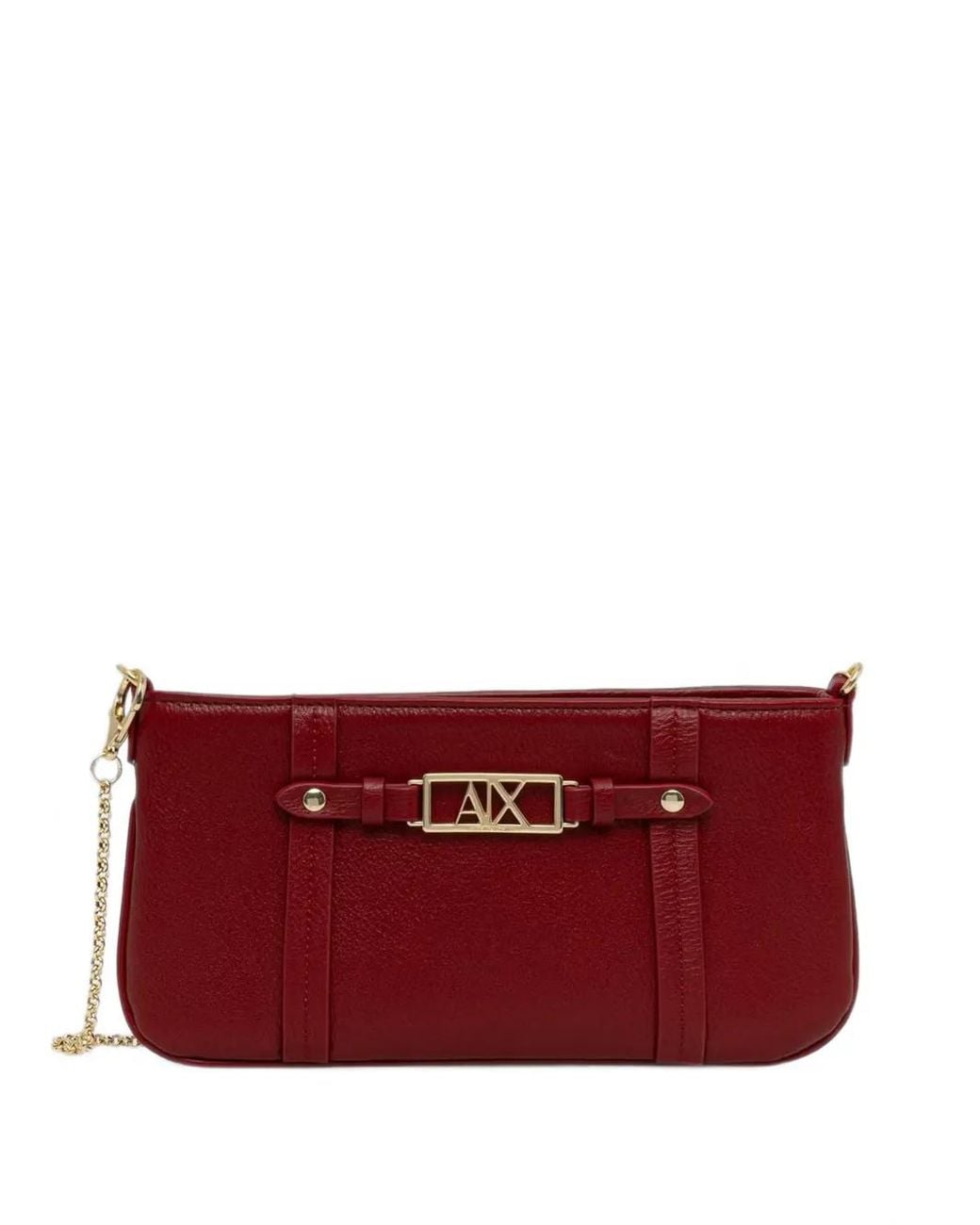 ARMANI EXCHANGE Red Logo-Plaque Chain-Link Tote Bag