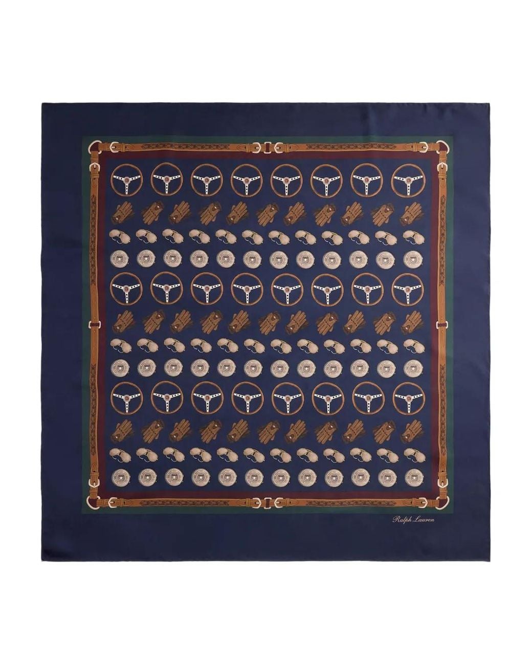 Ralph Lauren Blue Automotive-Print Silk Scarf for men