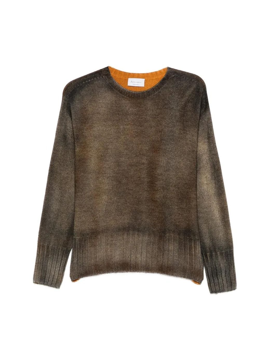 AROVESCIO Green Gradient-Effect Ribbed-Trim Sweater