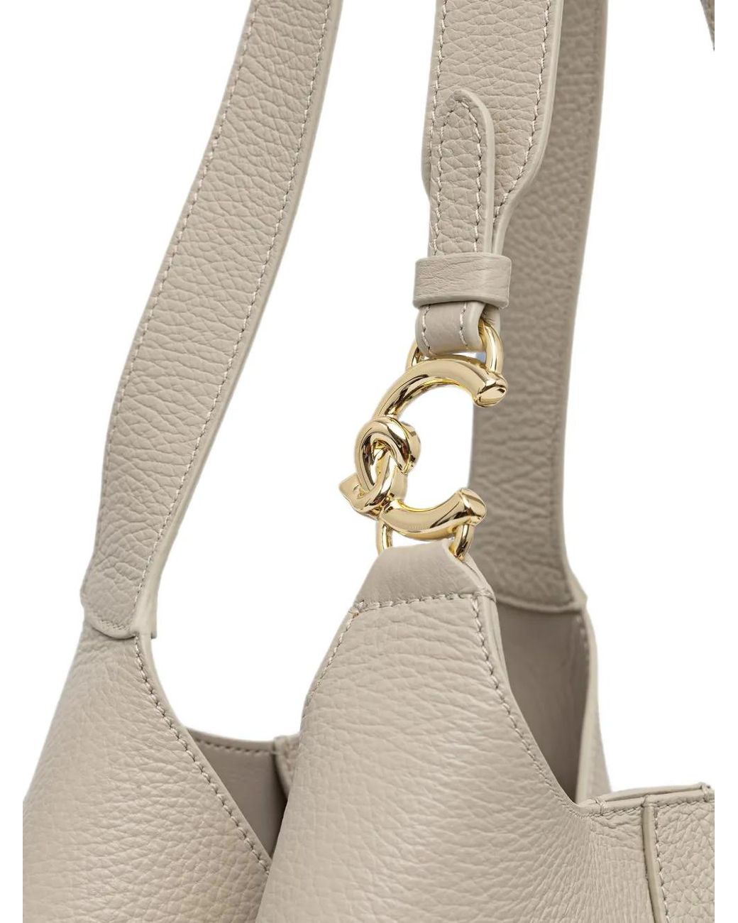 Coccinelle Natural Pebbled Leather Tote Bag