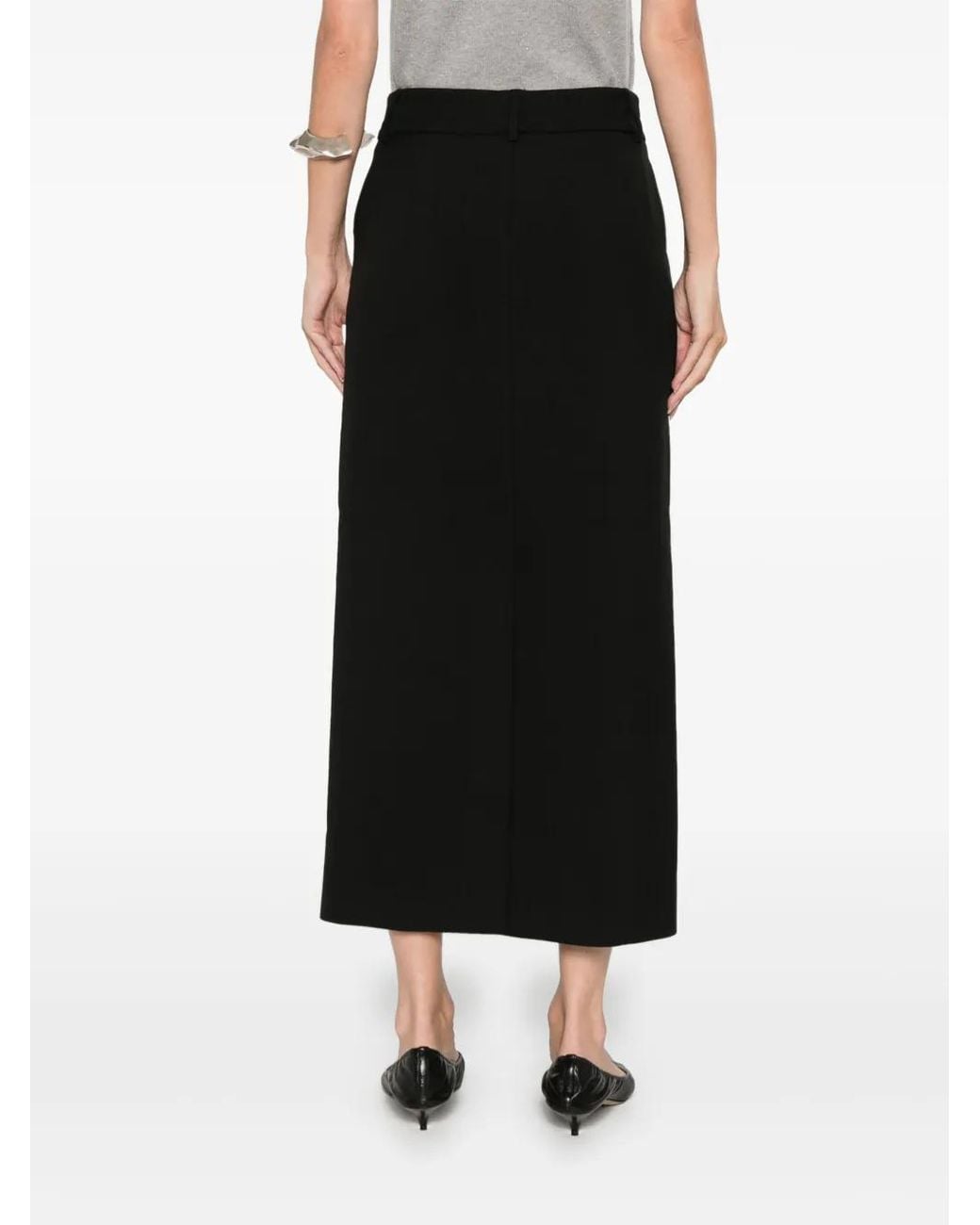 Peserico Black Straight-Cut Midi Skirt