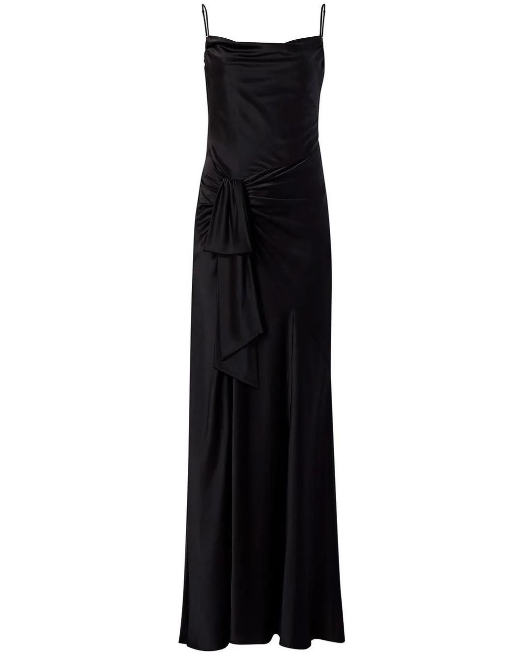 Cinq À Sept Black Side Slit Silk Dress