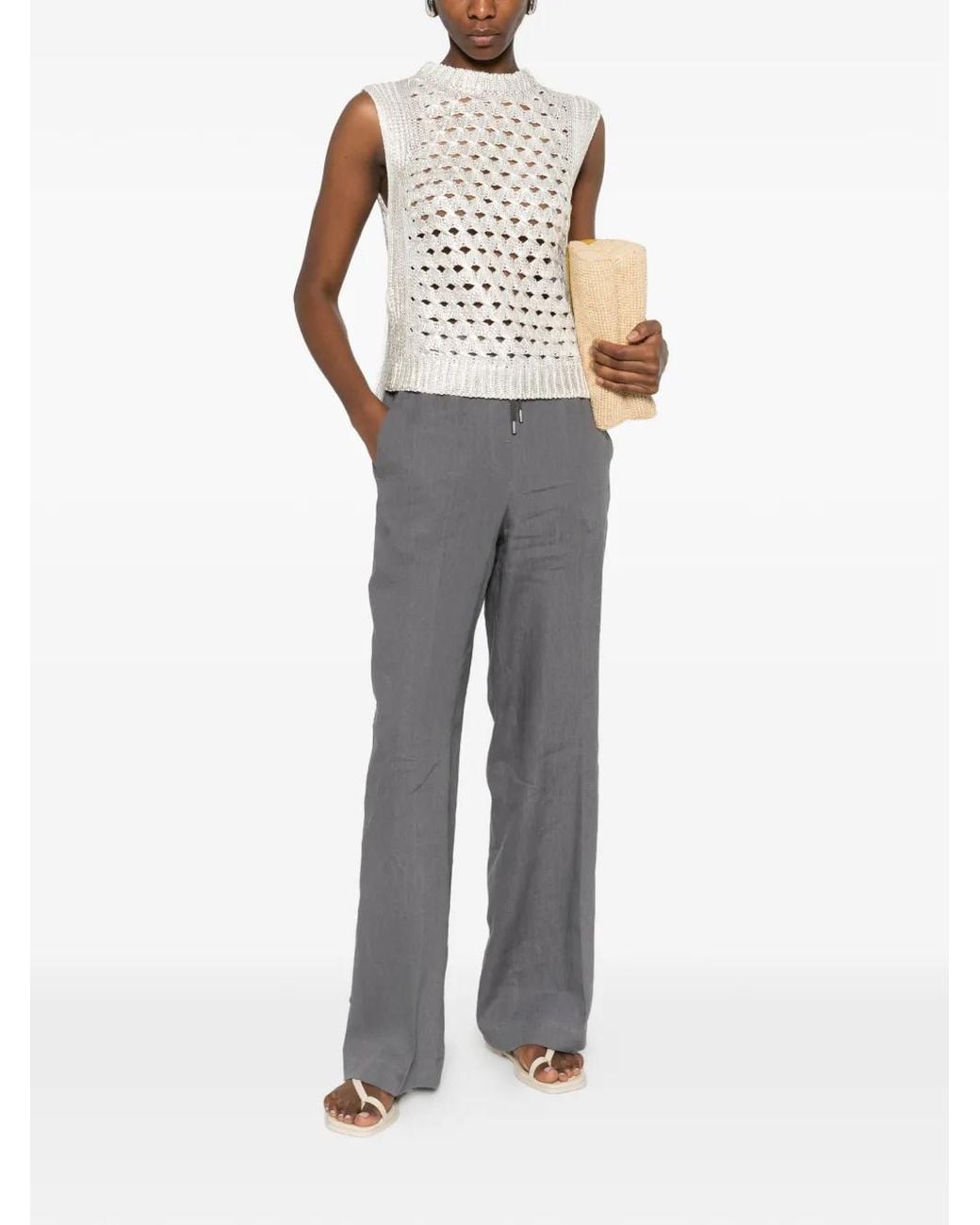 Peserico Gray Drawstring Trousers