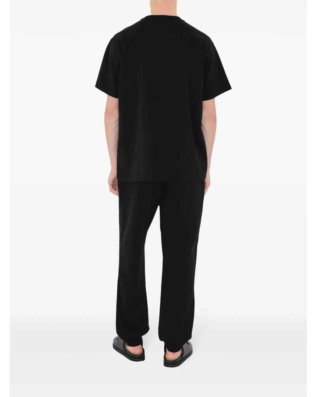 Burberry Black Rubberised-Logo Cotton Track Pants for men