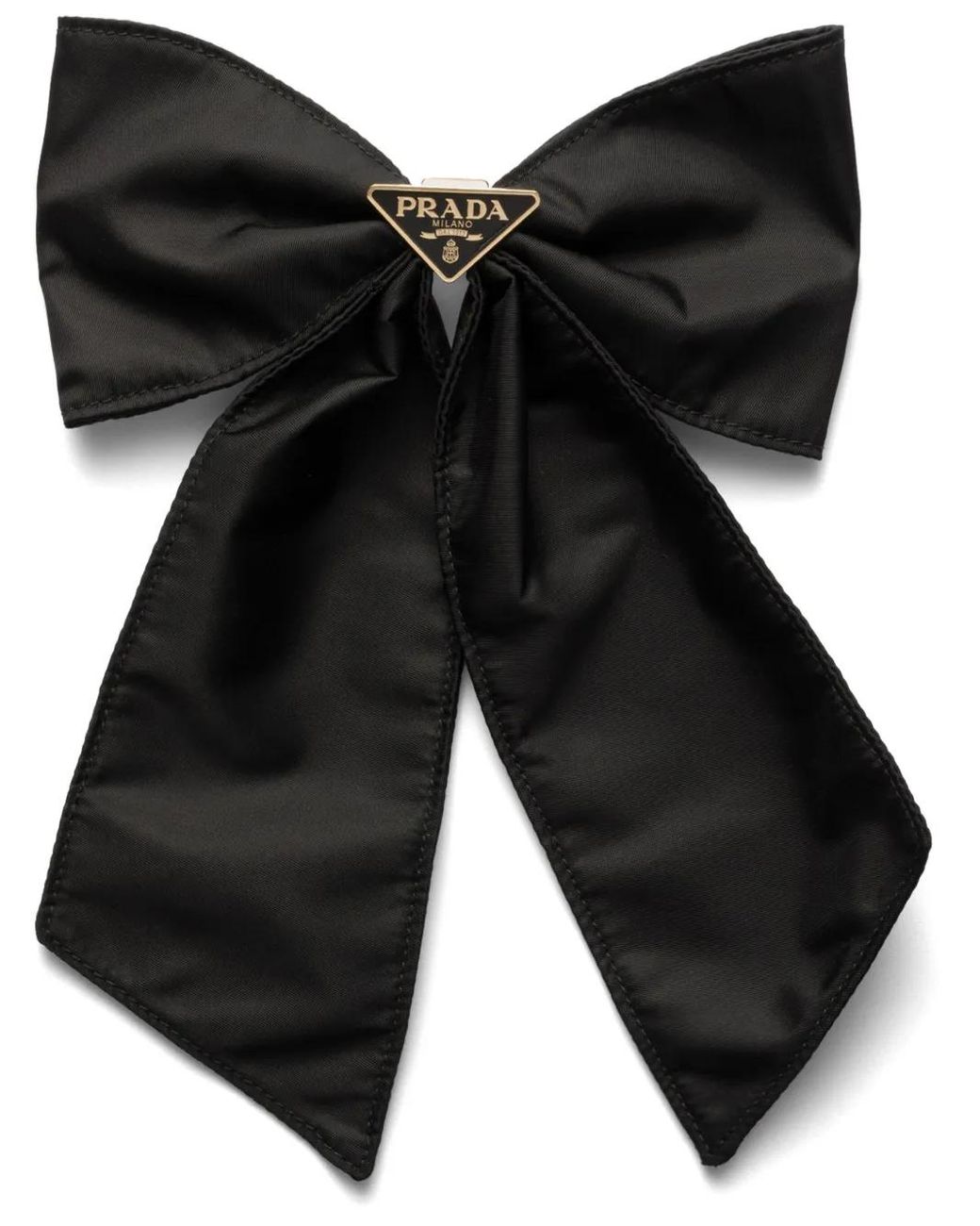 Prada Black Logo-Embellishment Bow Hair Clip