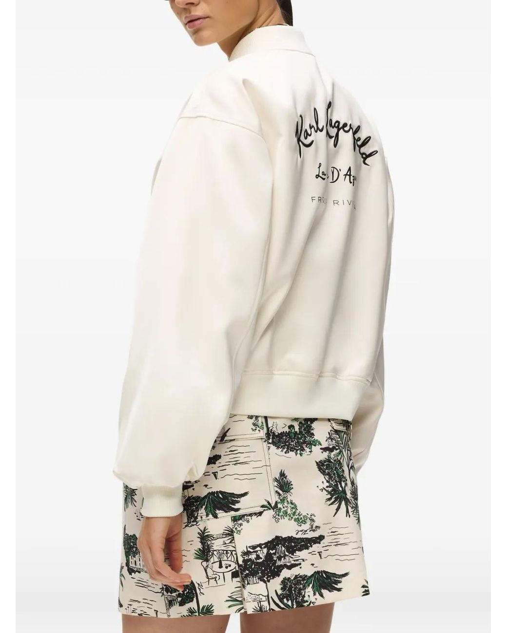 Karl Lagerfeld White Côte D'Azur Long-Sleeve Bomber Jacket