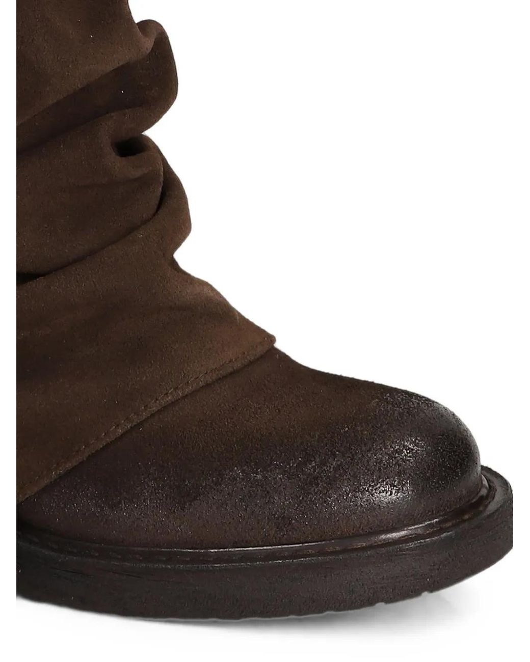 METISSE Brown Slouchy-Effect Distressed-Finish Boots