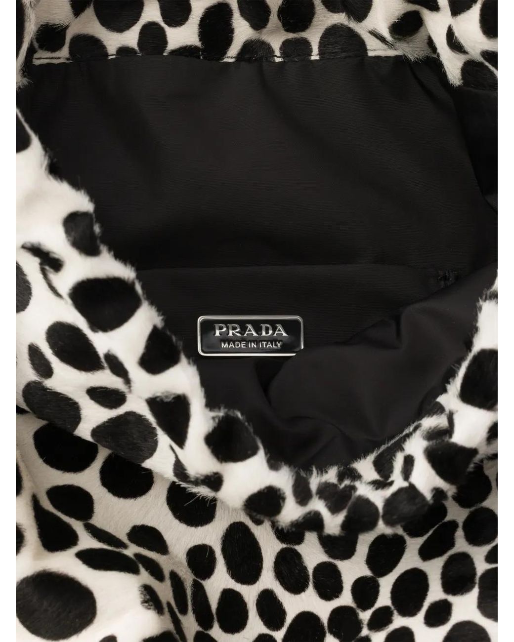 Prada Black Wish Printed Calf Hair Leather Pouch