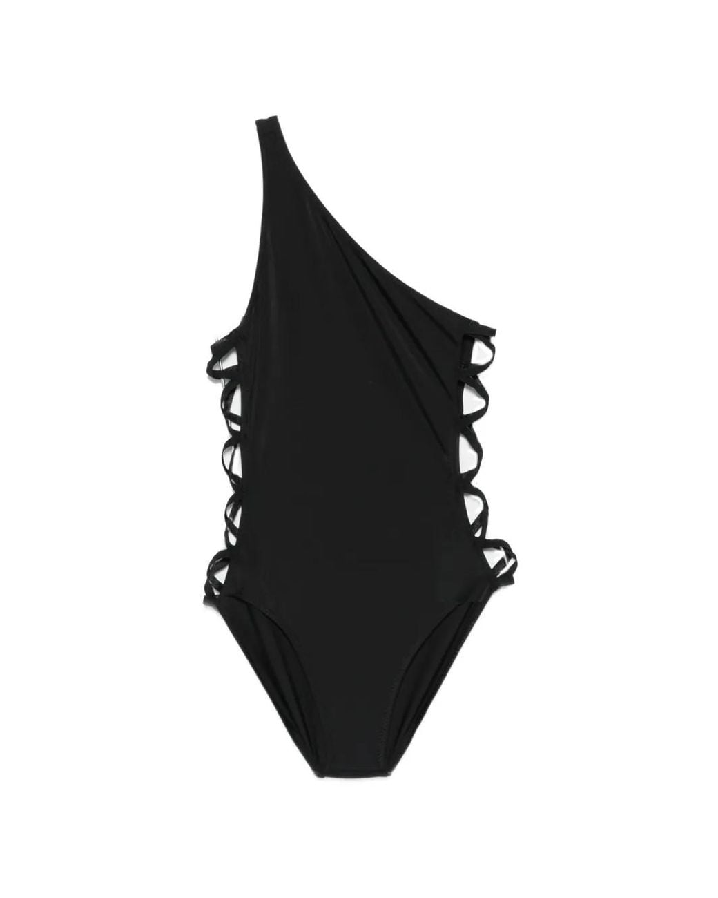Norma Kamali Black One-Shoulder Swimsuit