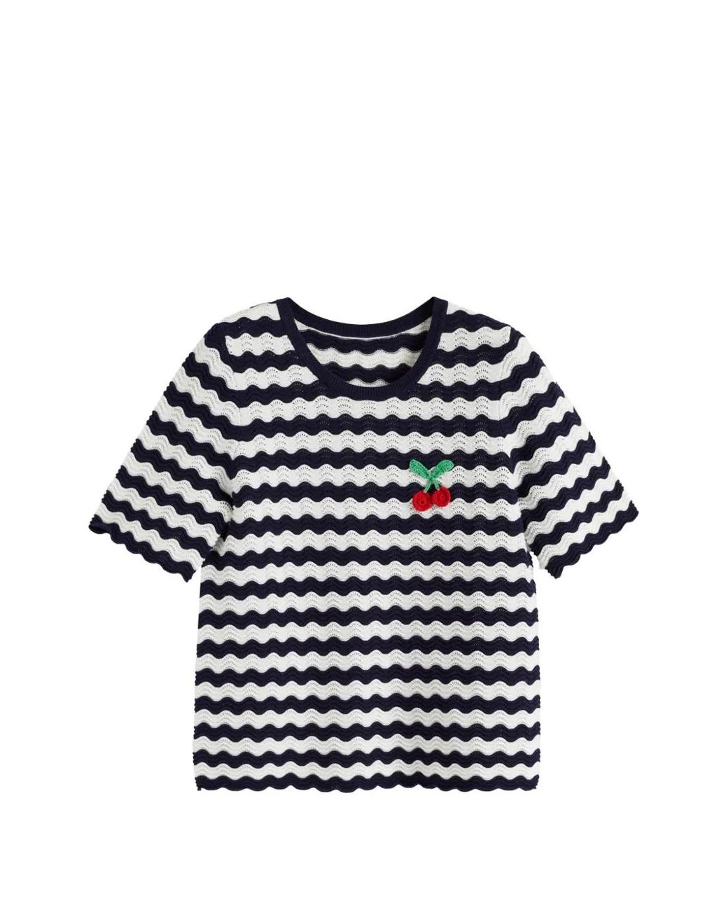 Chinti & Parker Blue Crochet Cherry T-Shirt