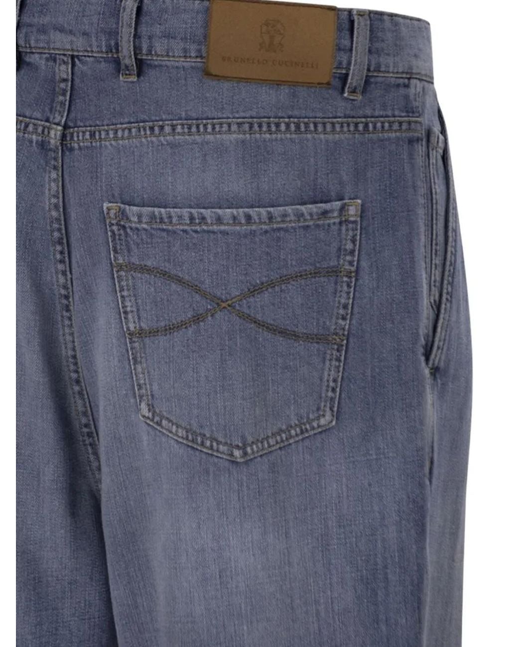 Brunello Cucinelli Blue Baggy Jeans for men