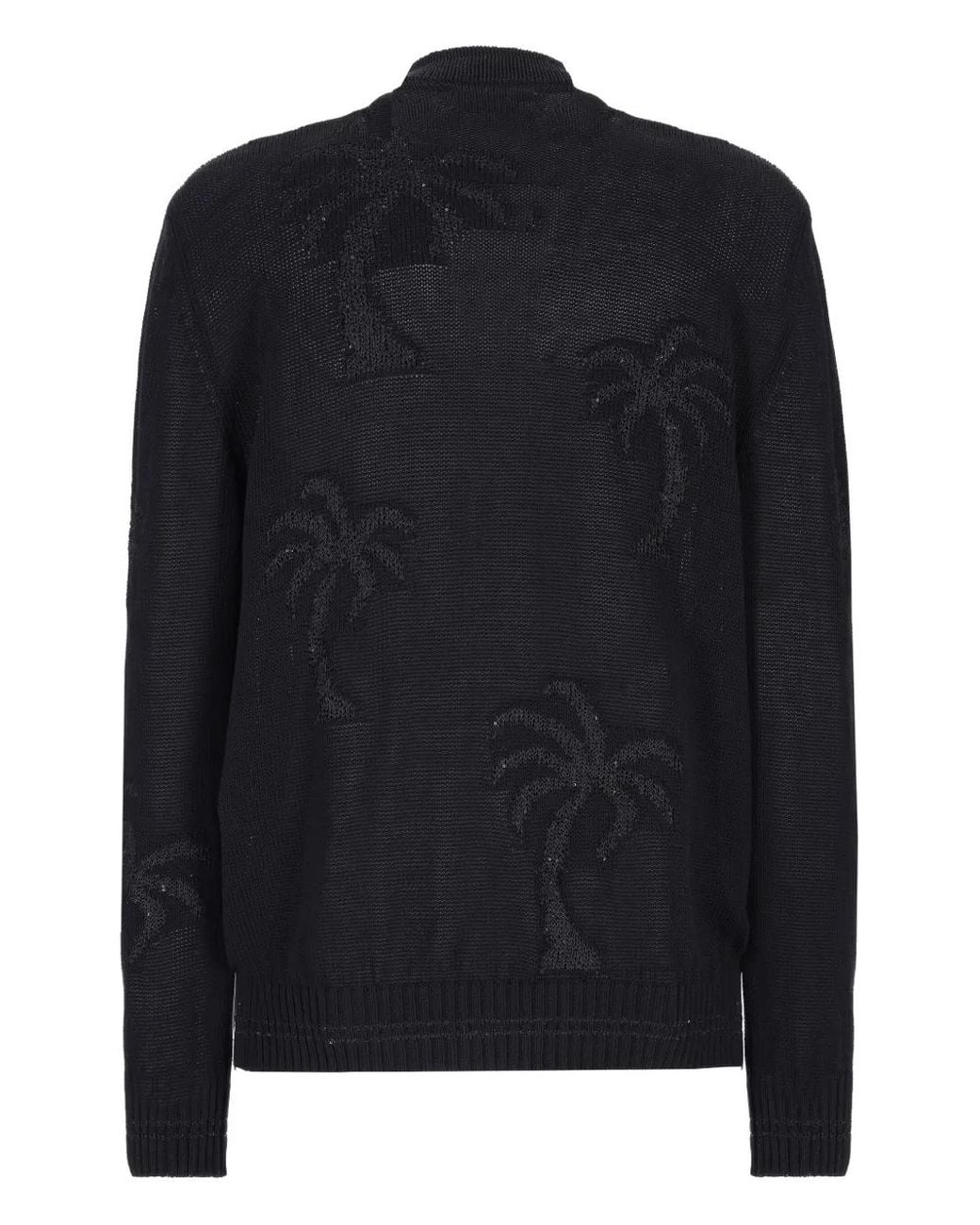 Laneus Black Palm Tree-Embroidered Jacket for men