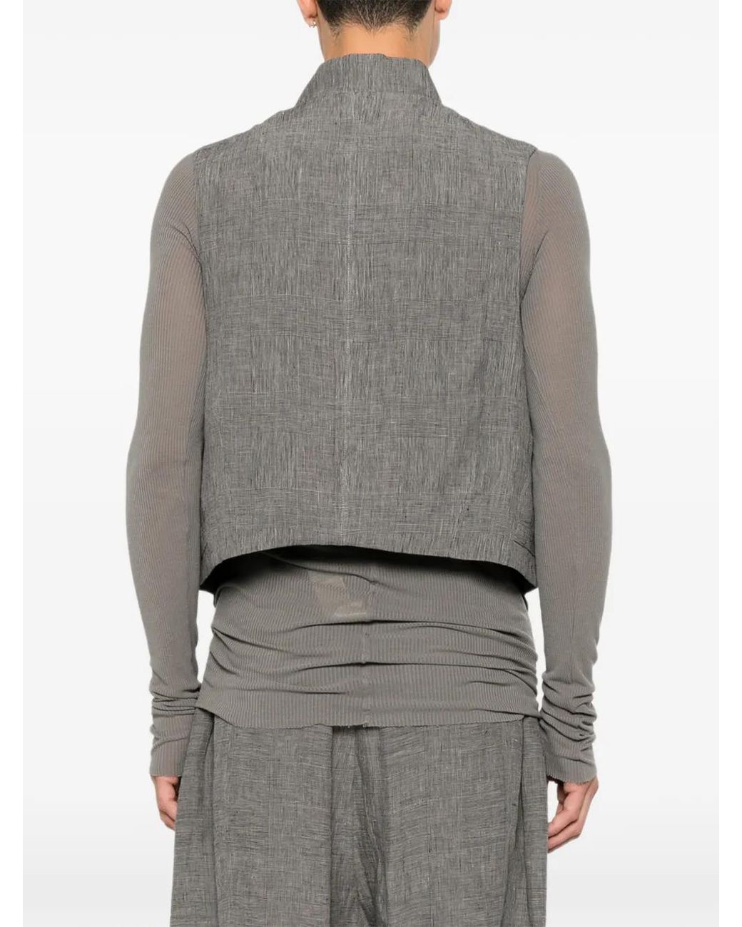 Ziggy Chen Gray Check-Pattern Waistcoat for men
