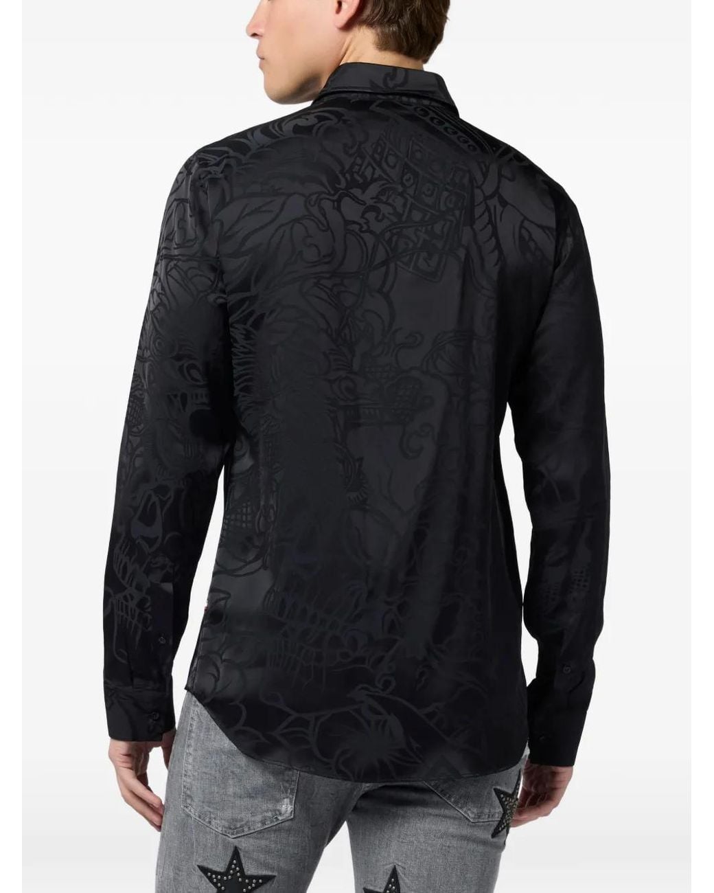 Philipp Plein Black Patterned Shirt for men