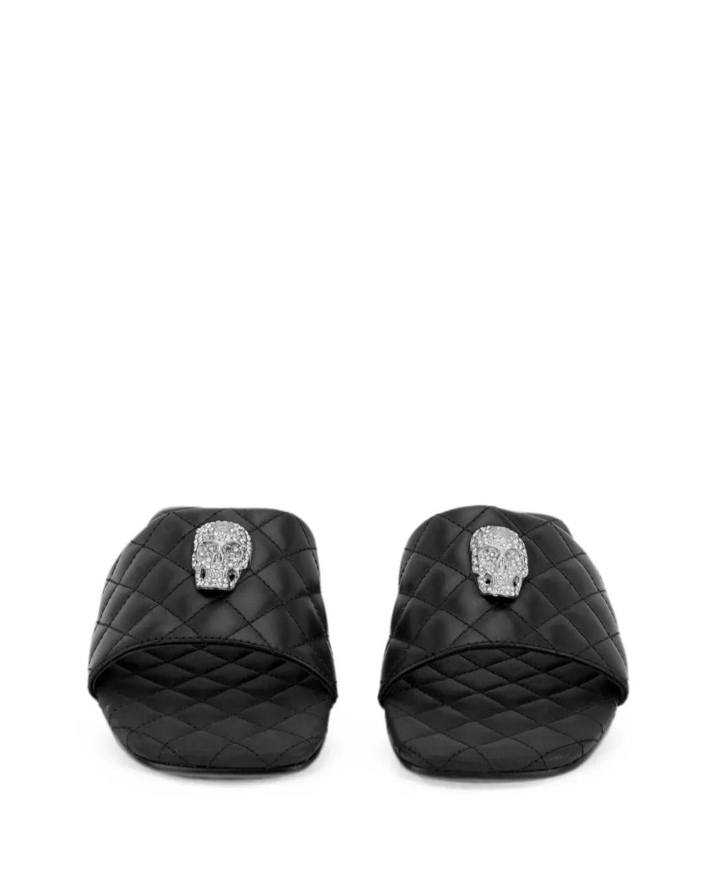 Philipp Plein Black Sandales Matelassées Nappa À Ornements En Cristal