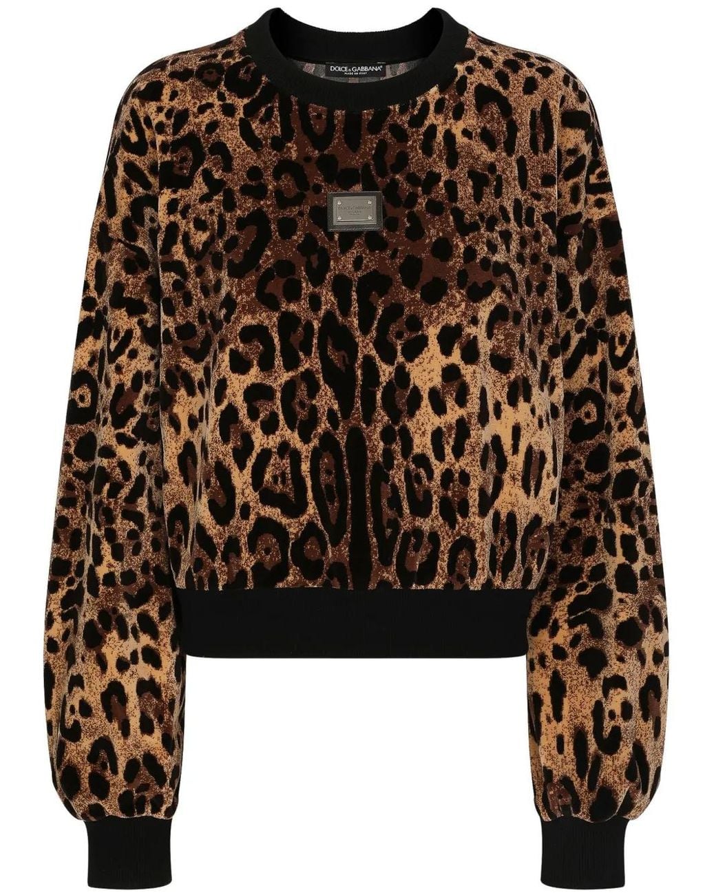 Dolce & Gabbana Black Leopard-Jacquard Chenille Jumper