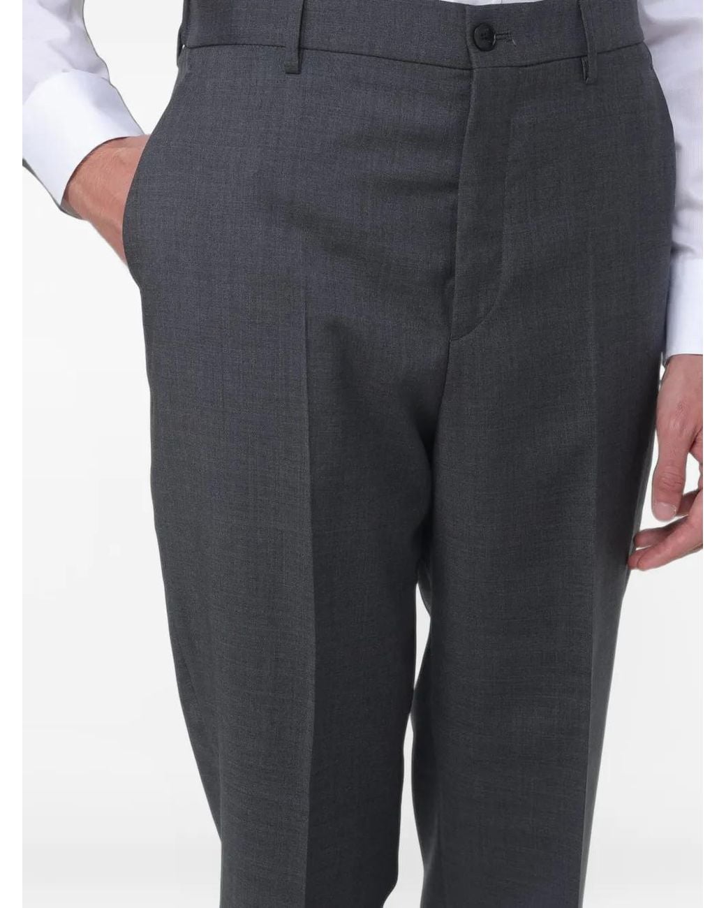 Etro Gray Elasticated-Waist Wool Trousers for men