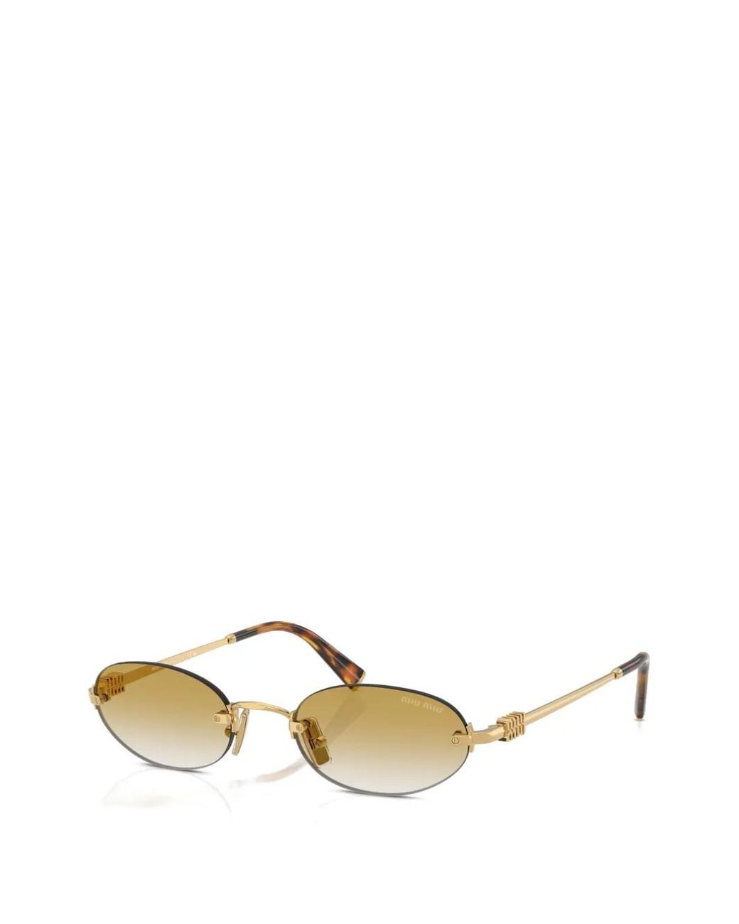 Miu Miu Metallic Rimless Oval-Frame Sunglasses