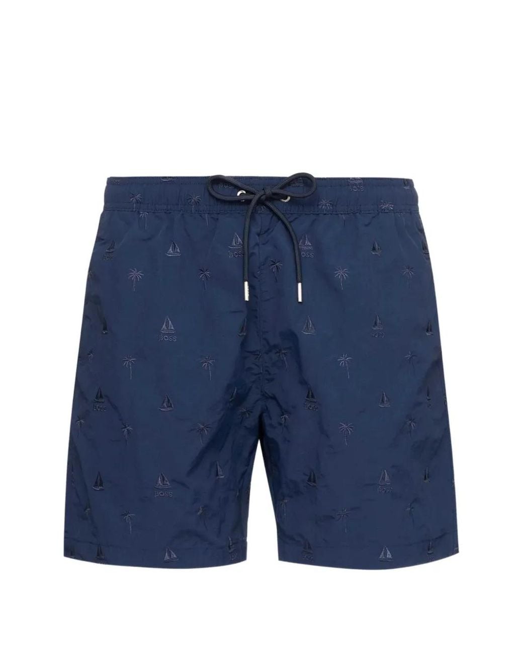 Boss Blue Embroidery Swim Shorts for men