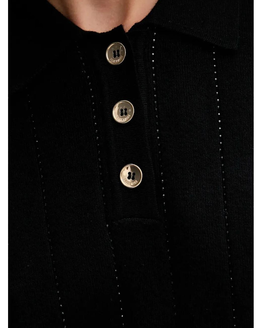 Fracomina Black Button-Up Striped Knitwear