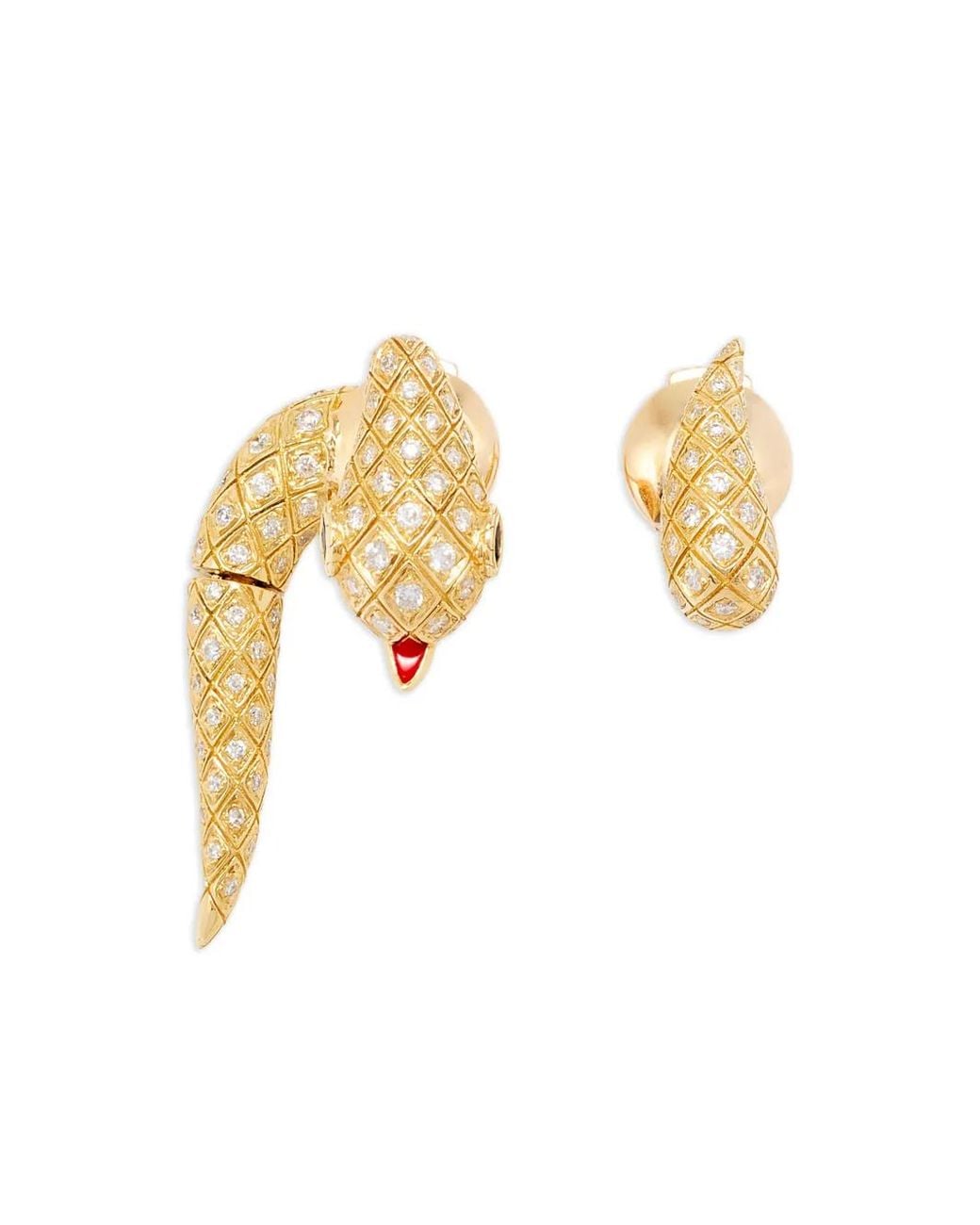 Yvonne Léon White Python Diamond Stud Earrings
