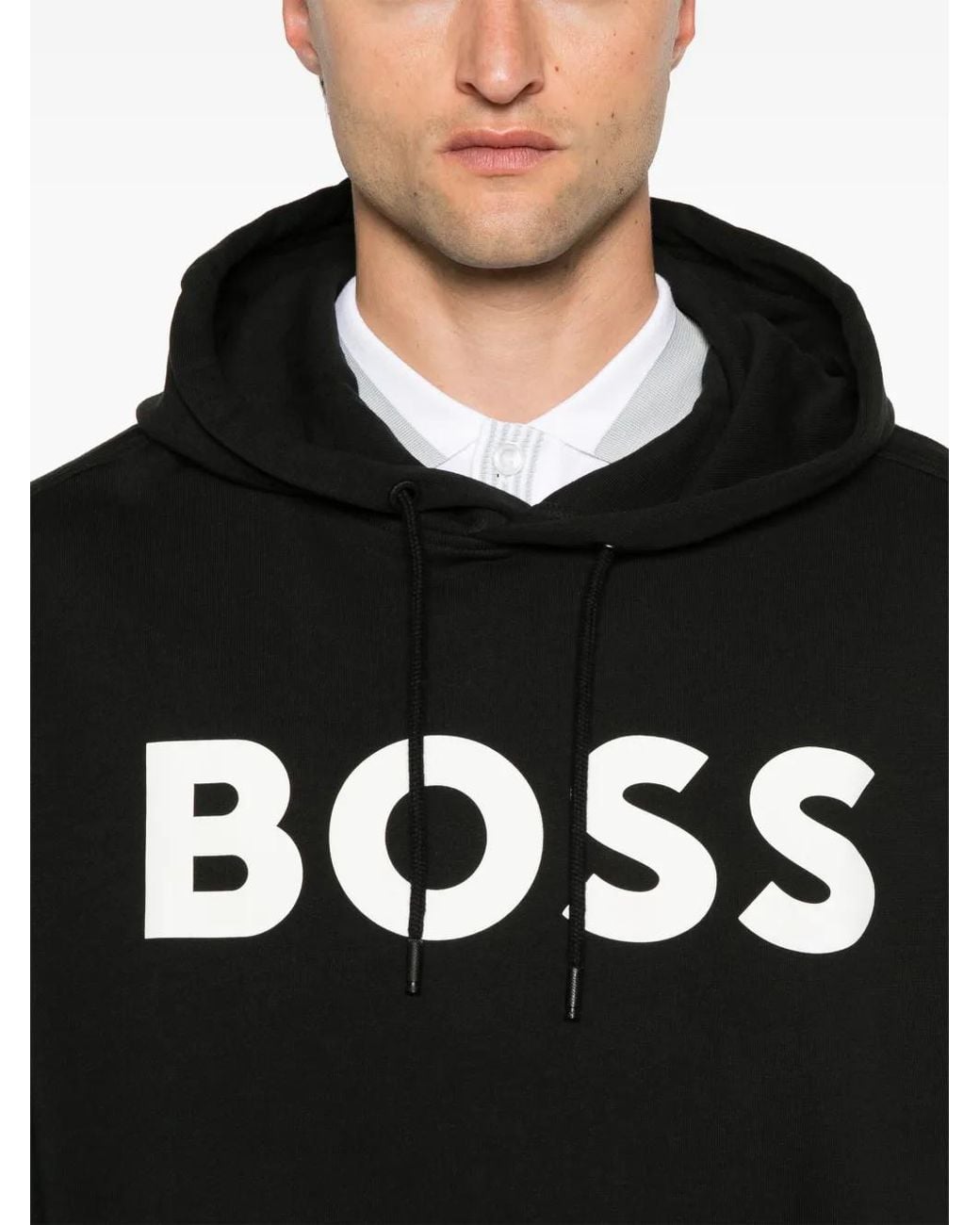 Boss Black Logo-Print Hoodie for men