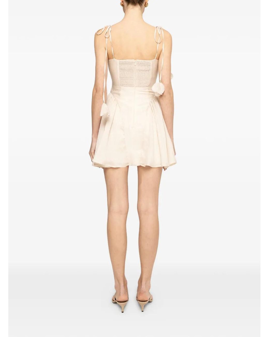 Nissa Natural Thin-Straps Lyocell Mini Dress
