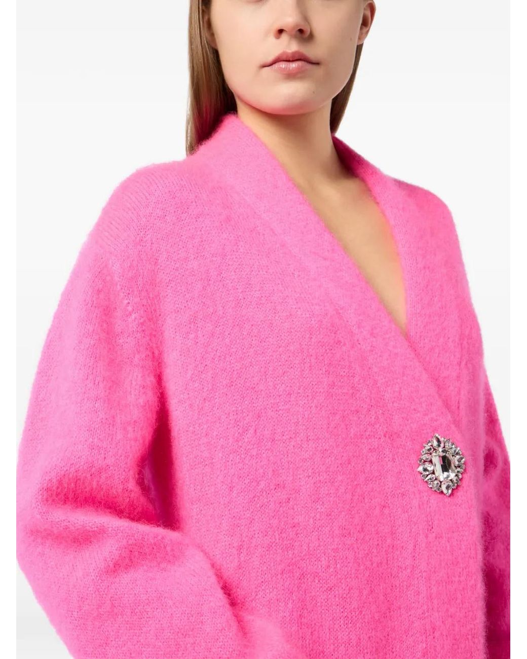 Philipp Plein Pink Cardigan Hexagon Fluo