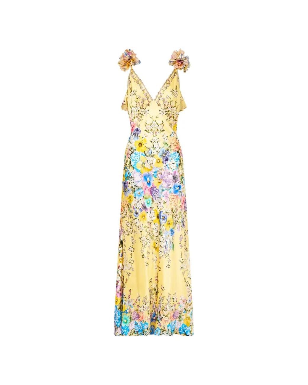 Camilla Metallic Robe En Soie Darling Buds À Fleurs